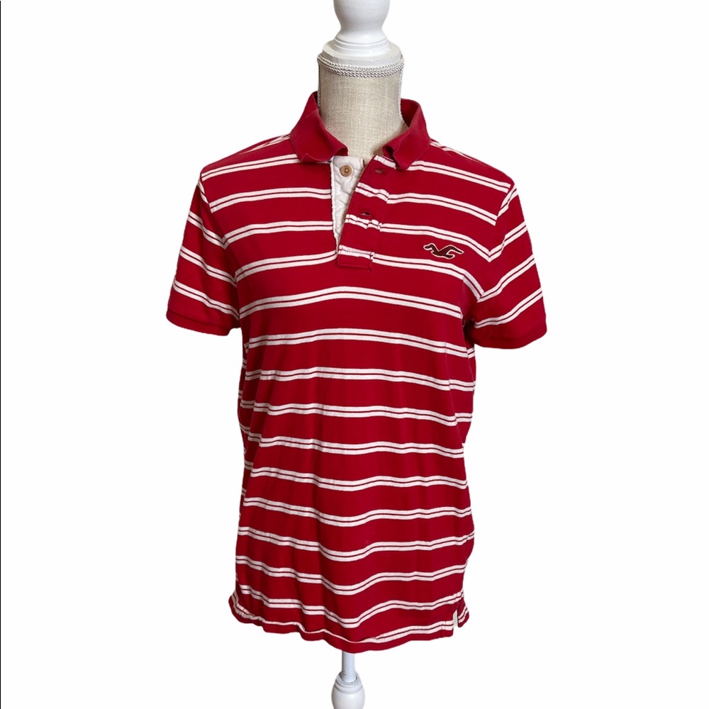 Hollister Men’s Red Striped Polo Tee